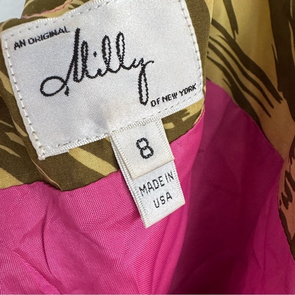 Milly Silk Tropical Palm Tie Waist
Dress in Pink and Green Size 8 - Picture 9 of 16